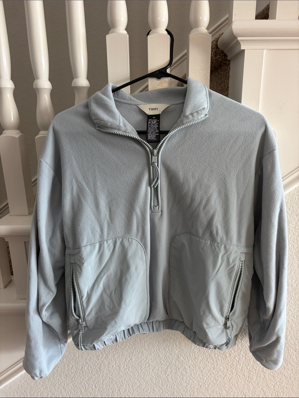 Vuori Women’s Pale Blue Zip-Up Fleece Pullover